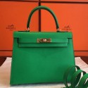 Copy Hermes Bamboo Epsom Kelly Sellier 28cm Handmade Bag Replica HJ00390