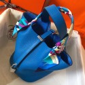 Copy Hermes Blue Hydra Picotin Lock MM 22cm Handmade Bag HJ00206