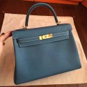Copy Hot Imitation Hermes Blue Jean Clemence Kelly Retourne 32cm Handmade Bag HJ00187