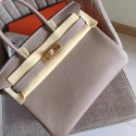Designer Copy 1:1 Faux Hermes Grey Clemence Birkin 35cm Handmade Bag HJ00640