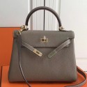 Designer Copy Hermes Grey Clemence Kelly 25cm GHW Bag HJ00717