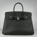 Designer Hermes Birkin 30cm 35cm Bag In Black Togo Leather HJ01076