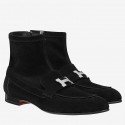 Fake Cheap Replica Hermes Black Saint Honore Ankle Boots HJ00847