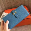 Fake Hermes Blue Jean Clemence Bearn Gusset Wallet HJ00853