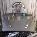 Fake Hermes Lin Blue JPG Birkin 42cm Shoulder Bag Replica HJ00156