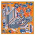 Fake Hermes Orange Les Tresors D'un Artiste Silk Scarf HJ00490