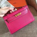 Fake Replica Designer Hermes Rose Red Epsom Kelly Pochette Handmade Bag HJ00207