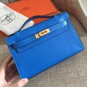 Fake Top Cheap Faux Hermes Blue Izmir Swift Kelly Pochette Handmade Bag HJ00328