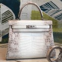 Faux Hermes Kelly 28cm Niloticus Crocodile Himalaya HJ01214