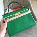 Hermes Bamboo Clemence Kelly Retourne 32cm Handmade Bag Replica HJ00272