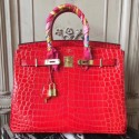 Hermes Birkin 30cm 35cm Bag In Cherry Crocodile Leather HJ00269