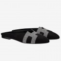 Hermes Black Crystal Roxane Mule HJ00227