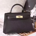 Hermes Black Epsom Kelly Mini II 20cm Handmade Bag Replica HJ00374