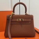 Hermes Brown Clemence Kelly 20cm GHW Bag Replica HJ00813