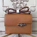Hermes Brown Epsom Verrou Shoulder Handmade Bag Replica HJ00517