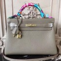 Hermes Grey Clemence Kelly 28cm Bag HJ00164