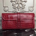 Hermes Jige Elan 29 Clutch In Dark Red Crocodile Leather HJ00536