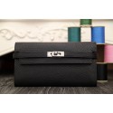 Hermes Kelly Longue Wallet In Black Clemence Leather Replica HJ00249