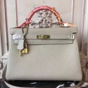 Hermes Light Grey Clemence Kelly 28cm Bag HJ01274