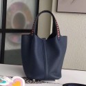 Hermes Navy Blue Picotin Lock 18cm Bag With Braided Handles HJ01201
