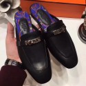 Hermes Oz Mule In Black Calfskin Leather HJ00581