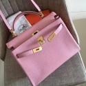 Hermes Pink Clemence Kelly Retourne 28cm Handmade Bag HJ00837