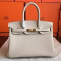 High End Hermes Beige Clemence Birkin 30cm Handmade Bag HJ01229