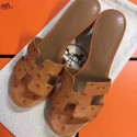 High End Hermes Brown Ostrich Oasis Sandals HJ00556