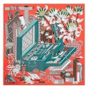High End Hermes Corail Les Tresors D'un Artiste Silk Scarf HJ00894