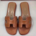 High Quality Imitation Designer Hermes Oran Sandals In Gold Swift Leather HJ00604
