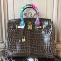 Hot Hermes Birkin 30cm 35cm Bag In Cafe Crocodile Leather Replica HJ00373
