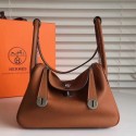 Hot Knockoff Hermes Brown Clemence Lindy 34cm Bag HJ00841