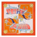 Hot Replica Hermes Orange Harnais De Cour Scarf 90 HJ00987