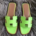 Imitation 1:1 Imitation Hermes Oran Sandals In Apple Green Lizard Leather HJ00711