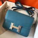 Imitation AAA Knockoff Hermes Epsom Constance 24cm Blue Jean Handmade Bag HJ00312