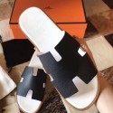 Imitation AAA Replica Hermes Izmir Sandals In Black Epsom Leather HJ00299