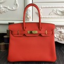 Imitation Discount Hermes Birkin 30cm 35cm Bag In Orange Clemence Leather HJ00599