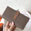 Imitation Fake AAA Hermes Bi-Color Epsom Bearn Wallet Taupe/Brown HJ00638