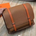 Imitation Hermes Bicolor Steve 35 Messenger Brown Bag HJ00357