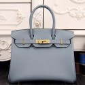 Imitation Hermes Birkin 30cm 35cm Bag In Blue Lin Epsom Leather HJ01139