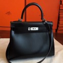 Imitation Hermes Black Box Kelly Retourne 28cm Handmade Bag HJ00695