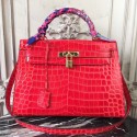 Imitation Hermes Kelly 32cm Bag In Red Crocodile Leather HJ00096