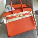 Imitation Hermes Orange Clemence Birkin 30cm Handmade Bag HJ00585