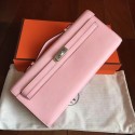 Imitation Hermes Rose Dragee Swift Kelly Cut Clutch Handmade Bag HJ01281