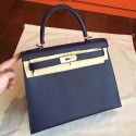 Imitation Hermes Sapphire Epsom Kelly Sellier 28cm Handmade Bag HJ00036