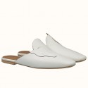 Imitation Hermes Tangeria Mule In White Calfskin Leather HJ01278