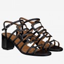 Imitation Knockoff Hermes Oracle Sandals In Black Leather HJ01280
