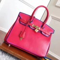 Knockoff 1:1 Fake Hermes Red With Indigo Piping Goatskin Birkin 30cm Bag HJ01196