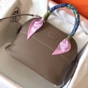 Knockoff Designer Fake Hermes Taupe Clemence Bolide 27cm Handmade Bag HJ00932