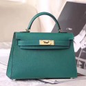 Knockoff Hermes Malachite Epsom Kelly Mini II 20cm Handmade Bag Replica HJ00302